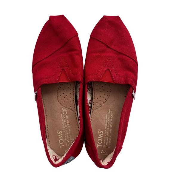 Toms Womens Classic Red Canvas Slip-On Shoes Size 5 Casual Footwear - Picture 2 of 10